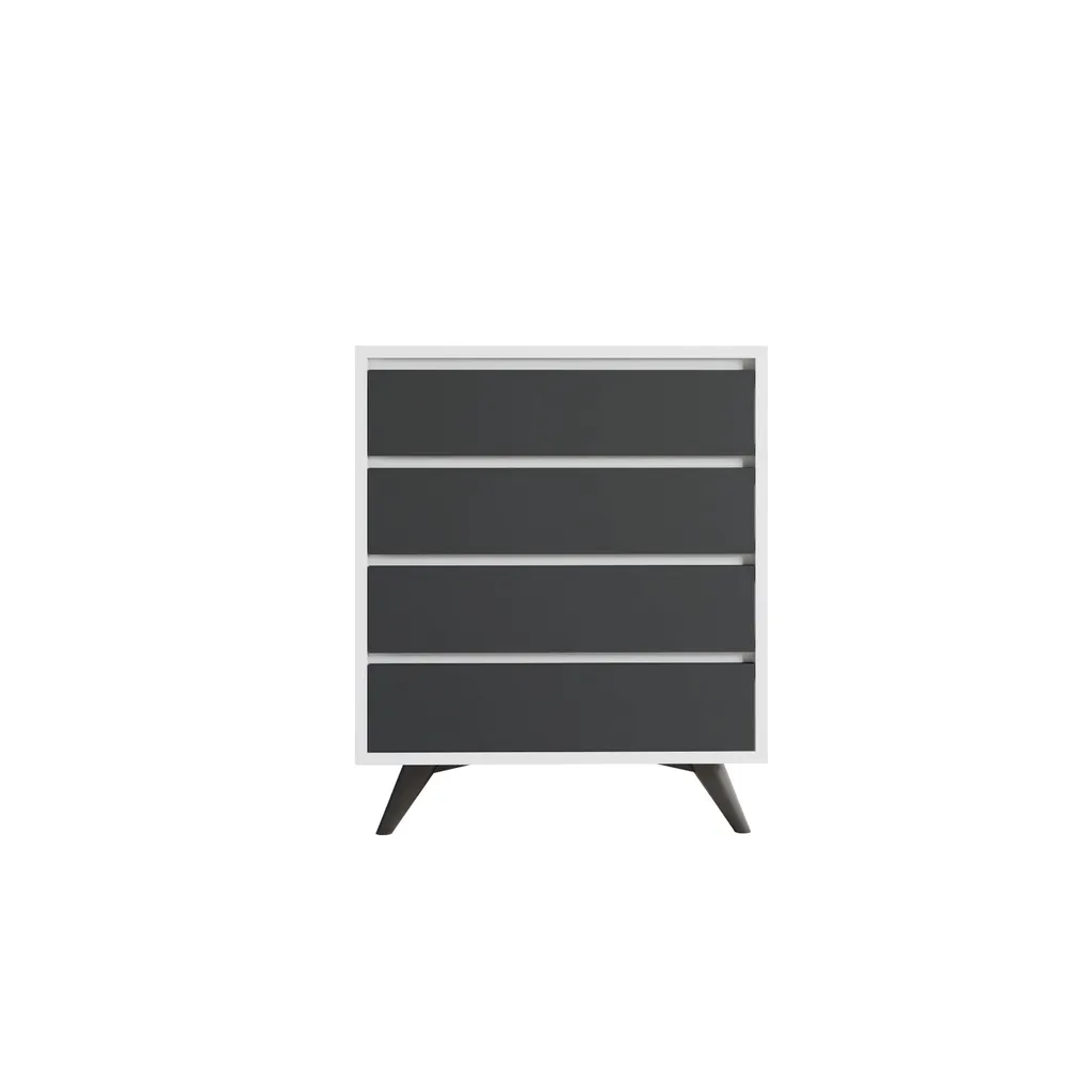 Commode en Mélamine Haute Résistance Suvera 70 cm - Finition Blanc Chic
