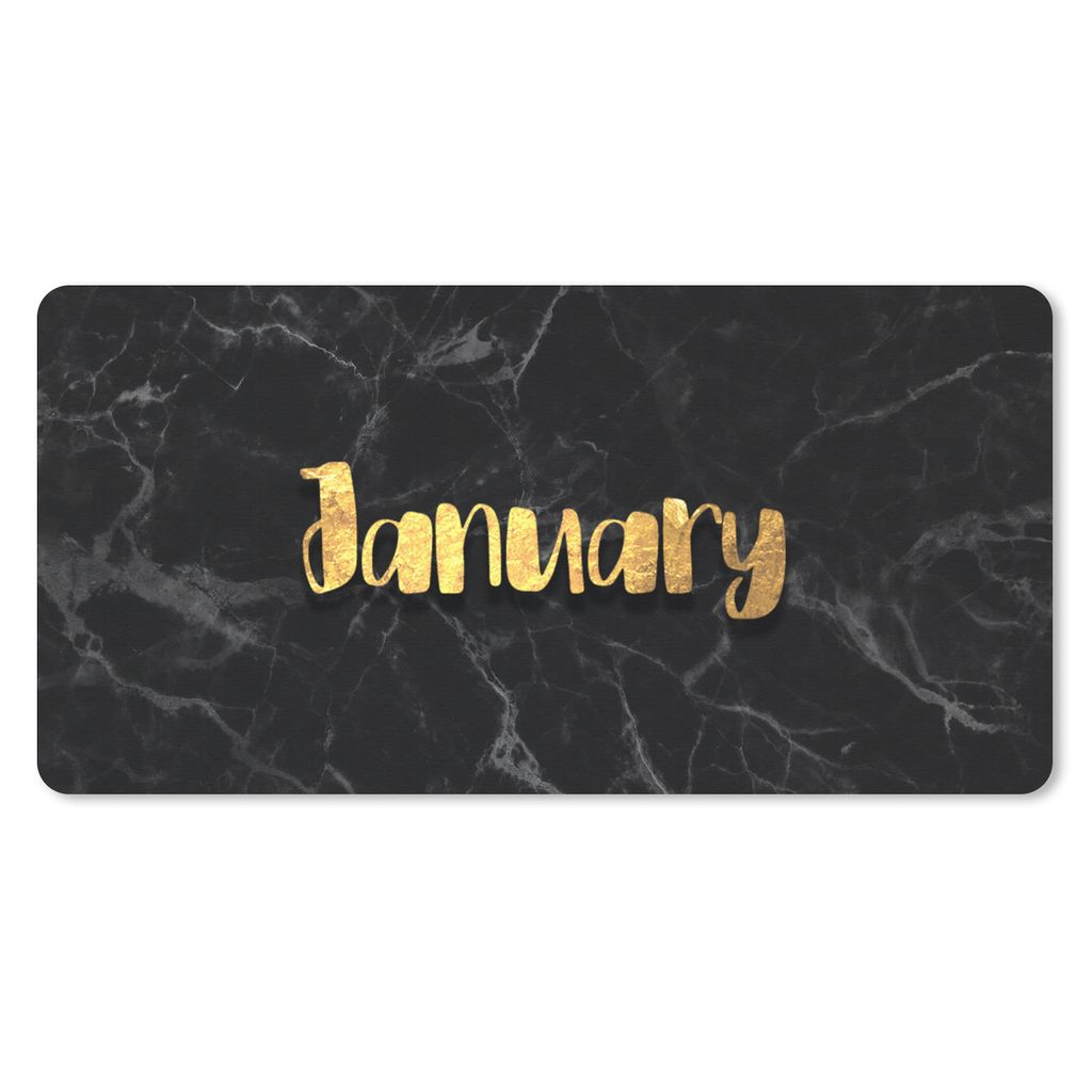 MuchoWow Schreibtischunterlage Kalender - Januar - Gold - Marmor 80x40 cm - XXL Mauspad - Gaming Mauspad