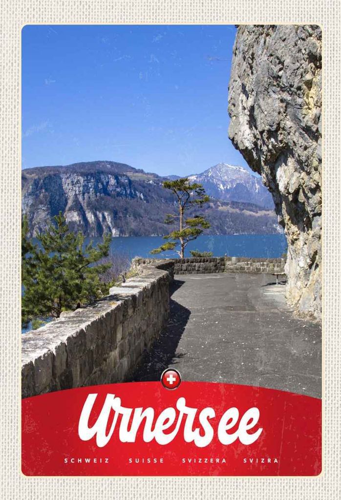 vianmo Holzschild 30x20 cm Urnersee Schweiz Europa Gebirge Bildmotiv Reisemotiv Abenteuer Reisen