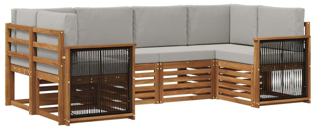 vidaXL Ecksofa Set mit Kissen 5 pcs Natürlich und Hellgrau