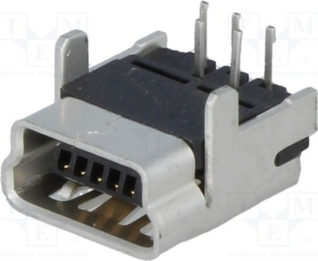 1x Buchse THT PIN: 5 USB B mini mit 90°-Winkel 54819-0519 USB und IEEE1394-Steck