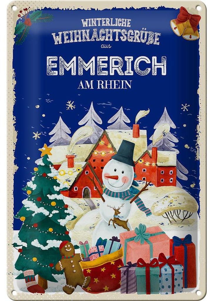 Blechschild Weihnachtsgrüße EMMERICH AM RHEIN 20x30cm