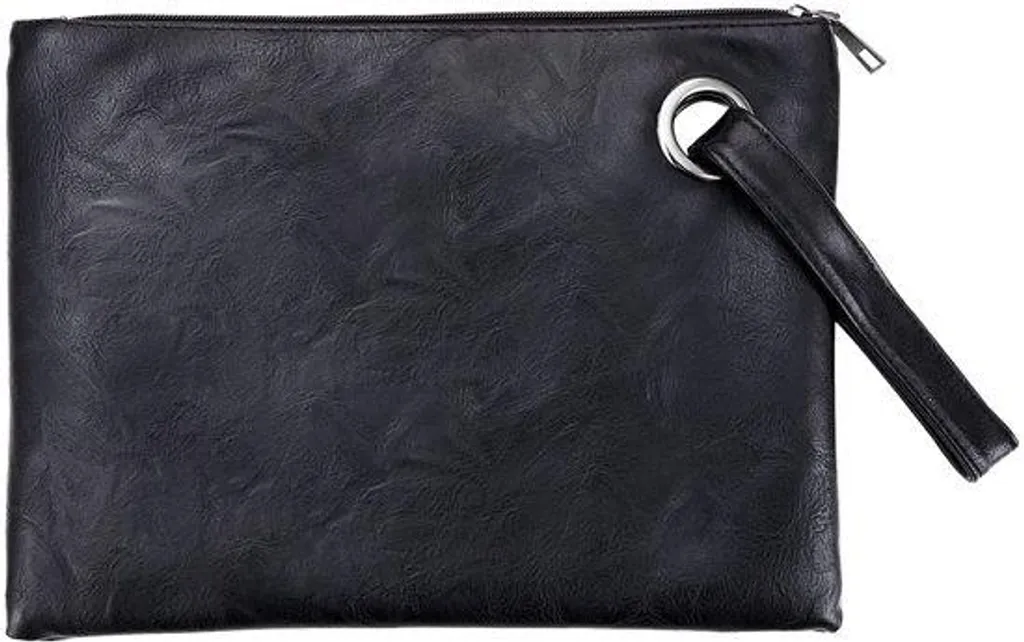 Pochette de soirée en cuir noir grande taille pour ranger vos essentiels