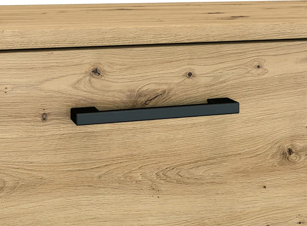 Commode de Chambre Nevio 92cm - Rangement Chêne et Noir Design - 4