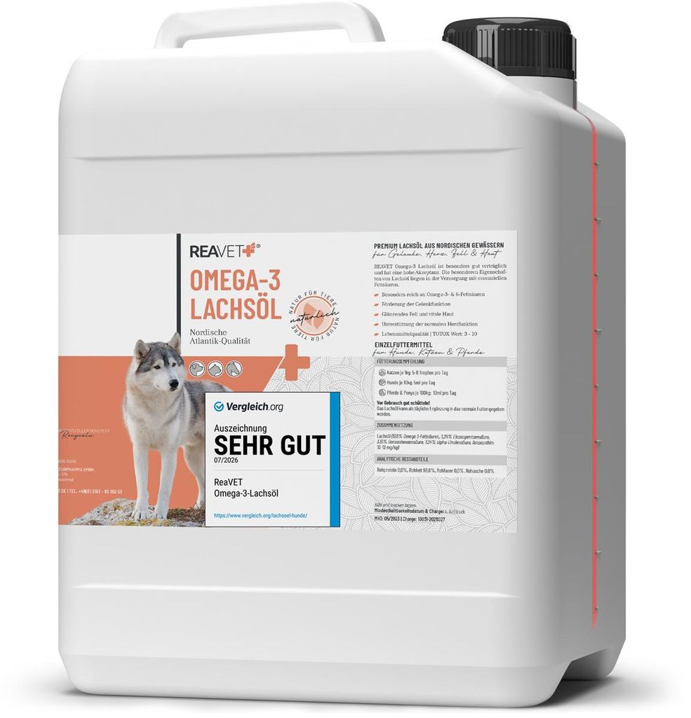 REAVET Lachsöl Hunde, Pferde 5-Liter-Kanister - Reich an Produktbild 