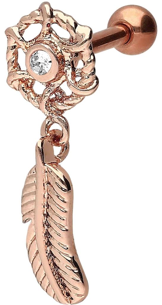 Ohrpiercing Chirurgenstahl Ohrpiercing mit Brass-Design TRAUMFÄNGER + FEDER