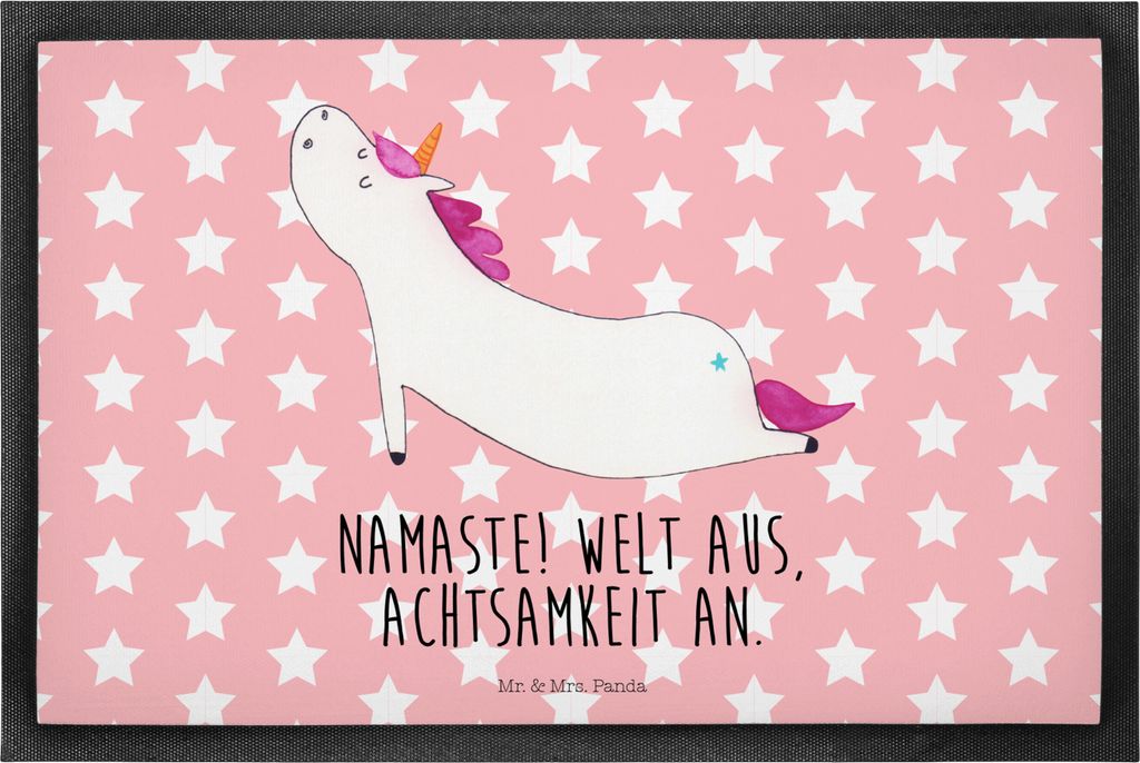 Mr. & Mrs. Panda Gummimatte Einhorn Yoga 40 x 60 cm - Rot Pastell - Geschenk, Schuhabstreifer, Yogamatte, Entspannung, Namaste, Unicorn, Schmutzmat...
