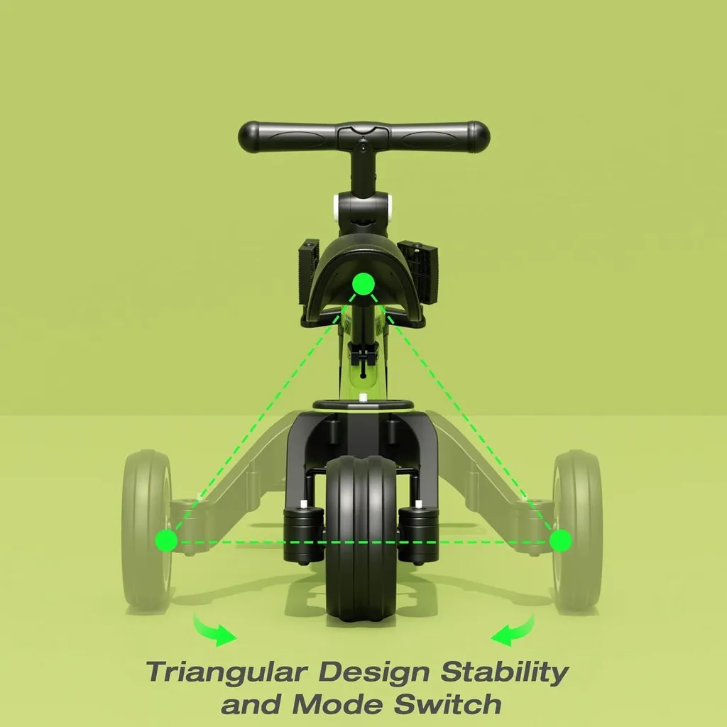 Tricycle évolutif pour bébé XJD Vert avec selle ajustable et 3 roues