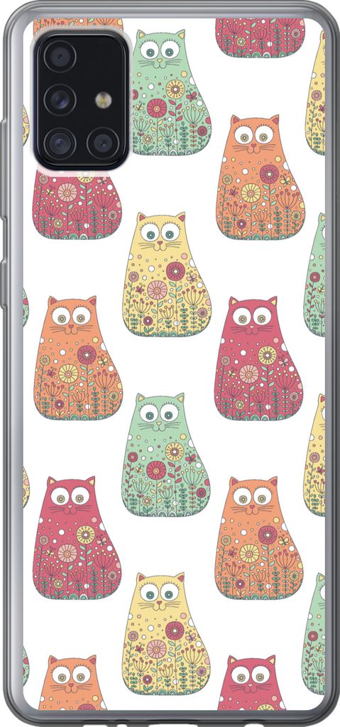 MuchoWow Handyhülle Schutzhülle Hülle für Telefoonhoesje Samsung Galaxy A52 5G Mädchen - Katze - Blumen - Muster - Mädchen - Kinder - Kinde...