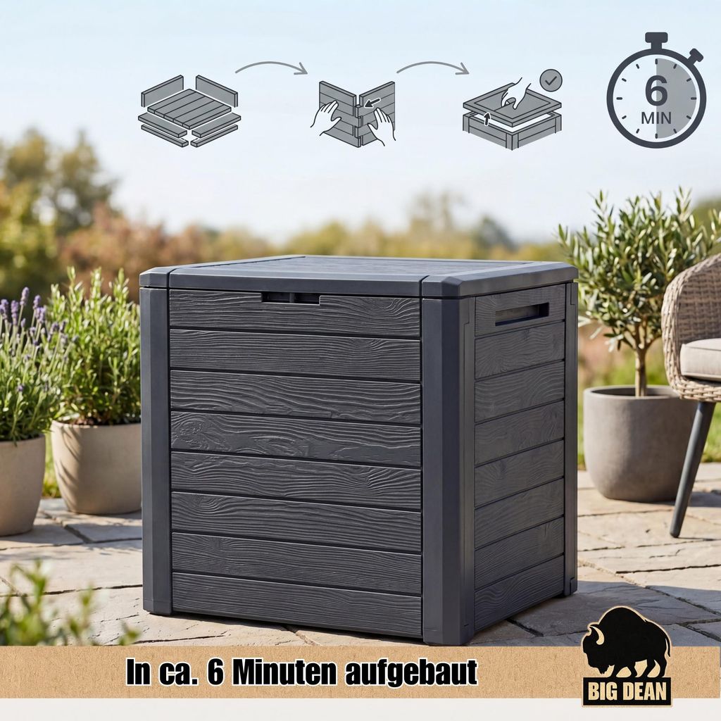 BigDean Gartenbox klein kompakt 140 Liter ideal für Balkon