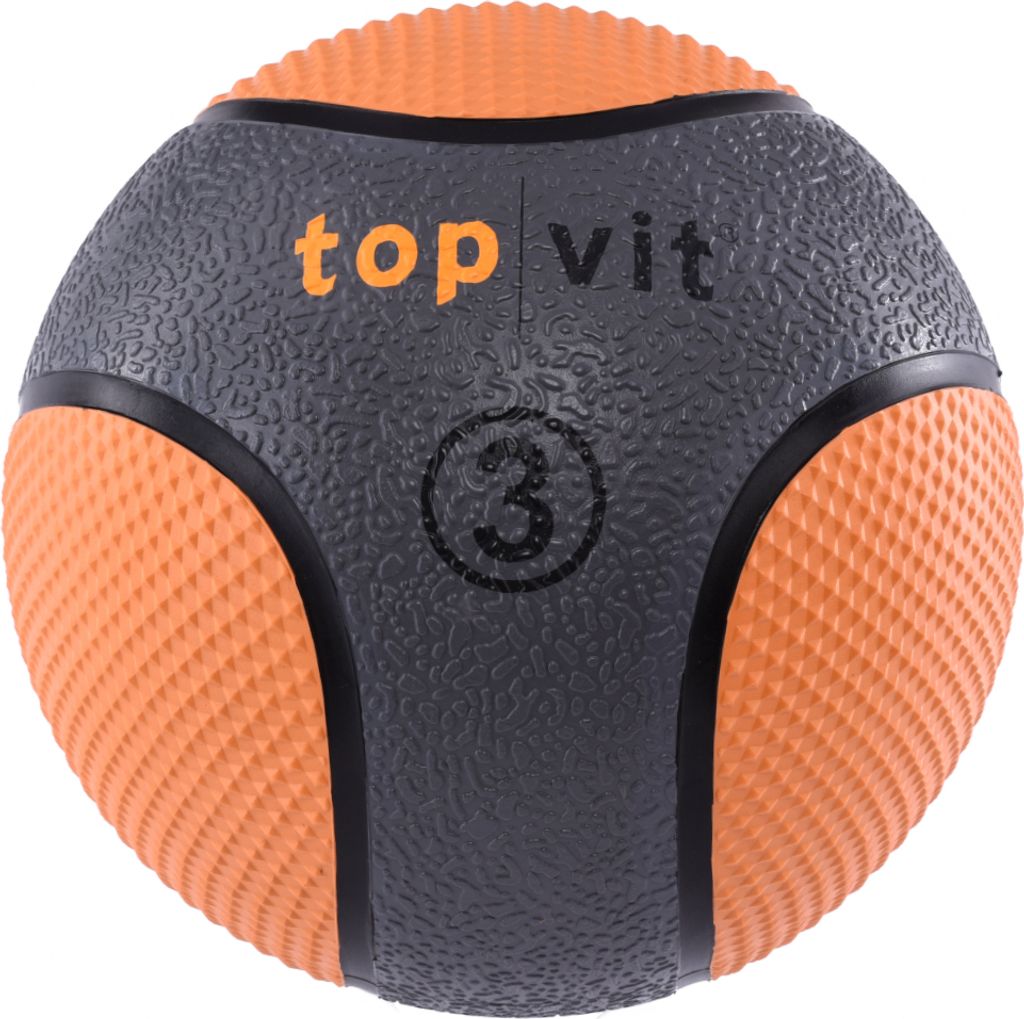 top | vit Medizinball, Slamball, Gewichtsball mit Gummioberfläche in Studio Qualität - 3kg, neonorange