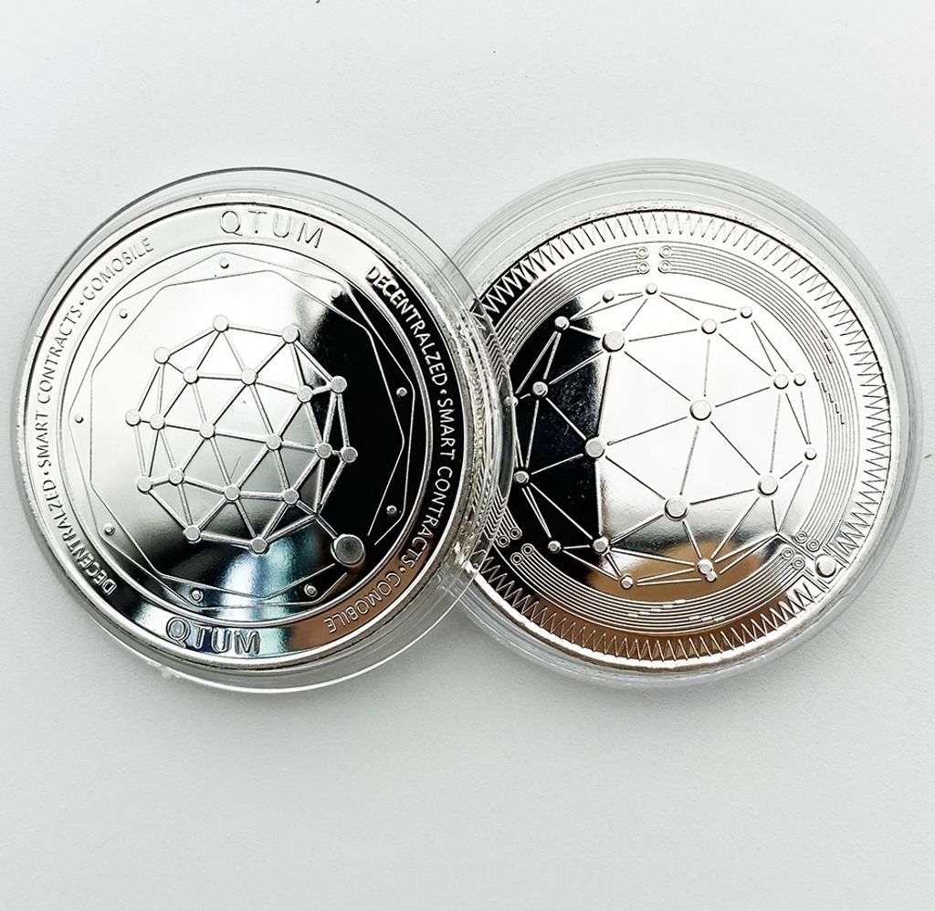 Qtum Münze - Silber | Dekoratives Geschenk KP13402 Produktbild 