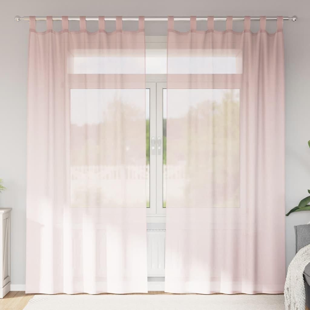 Möbel Voile Vorhänge mit Schlaufen 2 Stk. Hellrosa 140x225 Produktbild 