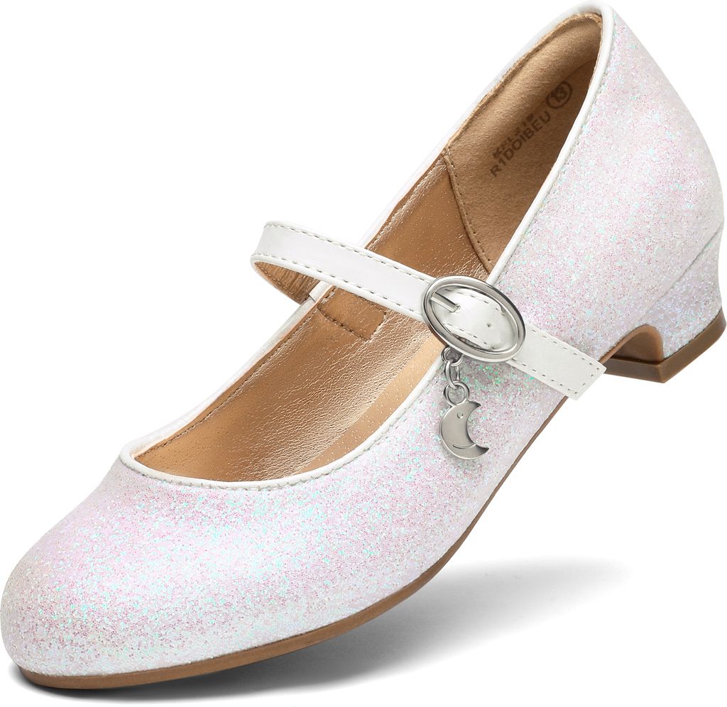DREAM PAIRS Ballerinas Mädchen Mary Jane Flache Schuhe Ballerinas Prinzessin Schuhe Kommunionschuhe Schulschuhe Weiß 35 KFL219
