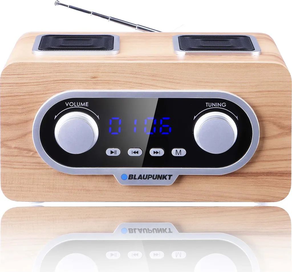 Radio de cuisine portable Blaupunkt PP5.2CR bois avec réveil et batterie - 2