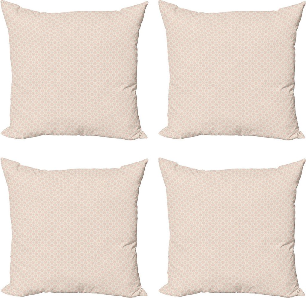 ABAKUHAUS Shabby Flora Kissenbezug Set (4 Stück), Shabby Blumenmotive, Moderner Doppelseitiger Digitaldruck, 45 cm x 45 cm, Peach Coral Blassblau