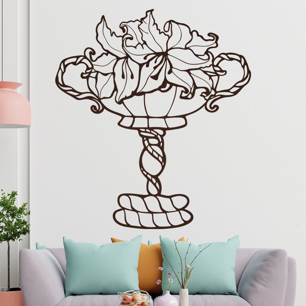 Pflanzen - Pokal - Dekoration Wandtattoo in 6 Größen - Wandaufkleber Wall Sticker - Dekoration, Küche, Wohnzimmer, Schlafzimmer, Badezimmer