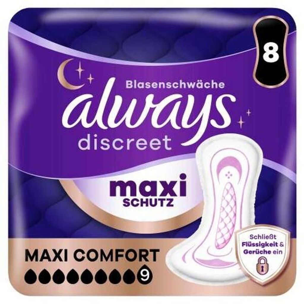 Multipack 2x Always Discreet Inkontinenz Maxi Comfort 8 Produktbild 