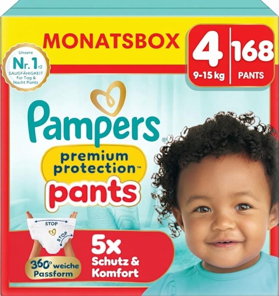 Pampers Premium Protection Pants Gr 4 Maxi 9-15kg 168 Stück Produktbild 