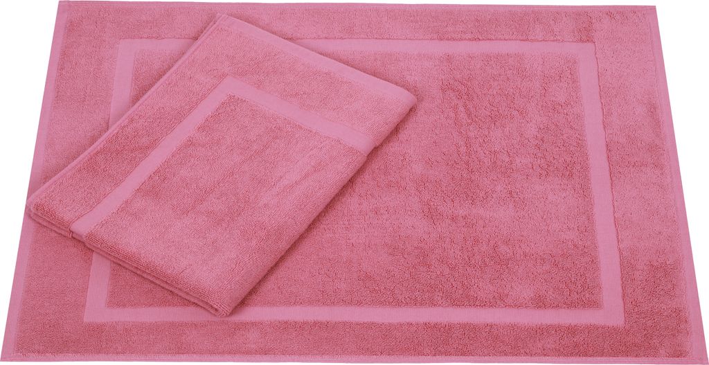 Betz 2-er Set Badvorleger 50x70 cm PREMIUM Badematte Badteppich Duschvorleger 100% Baumwolle 650g/m² Farbe: altrosa