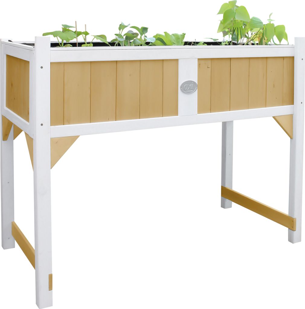 AXI Hochbeet aus Holz mit Gartenvlies | Hochbeet auf Stelzen für Garten / Balkon / Terrasse in Braun / Weiß