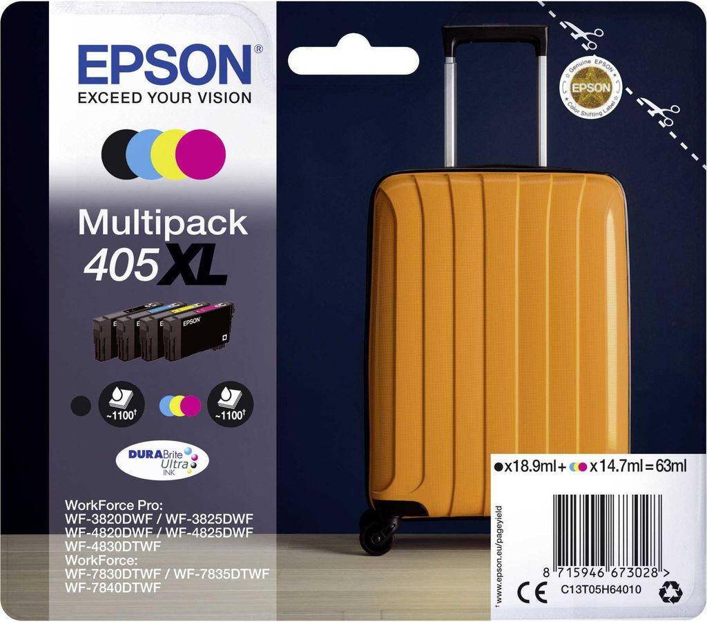 Epson 405XL Zestaw 4 wkładów atramentowych DURABrite Ultra Zdjęcie produktu 