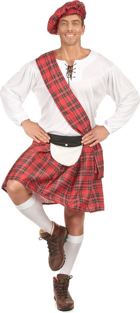 Schotte Kostüm Trachten-Uniform Plus Size rot-weiss - M