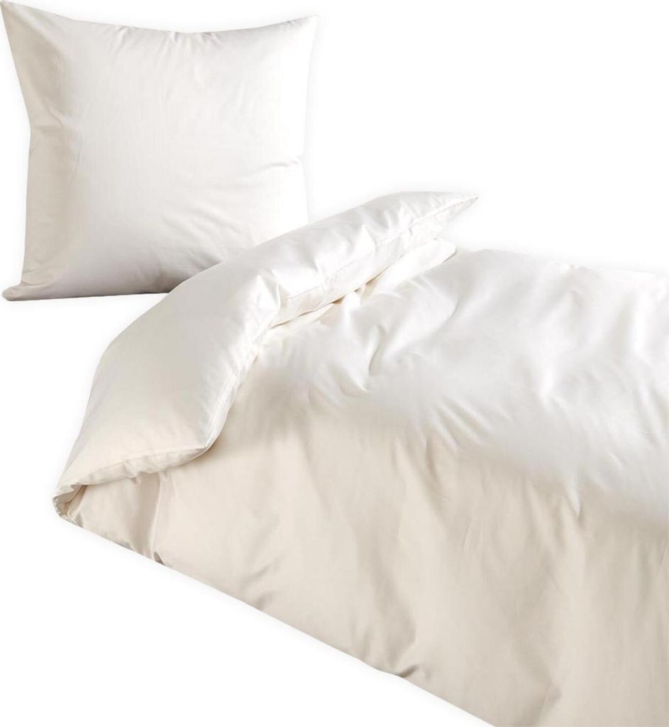 Traumschlaf Uni Mako-Satin Bettwäsche 240x220 cm + 2x 80x80 cm weiss