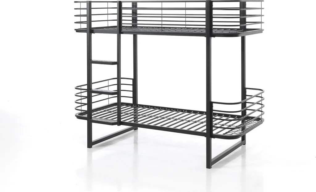 Vipack Lit Superposé Métal Oscar Noir - Couchage 90x200 cm Robuste