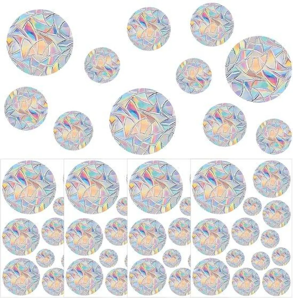 Décoration de fenêtre arc-en-ciel et protection oiseaux, lot de 52