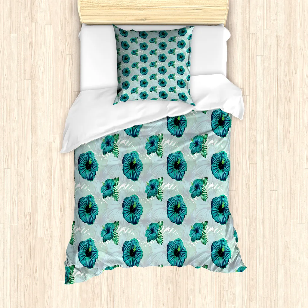 Housse de couette tropicale ABAKUHAUS 135x200 cm avec taie d'oreiller