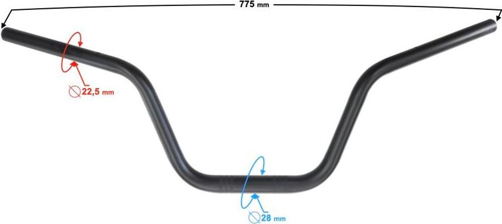 Barton GT 125 Motorradlenker Schwarz Stahl 22,5/28 mm