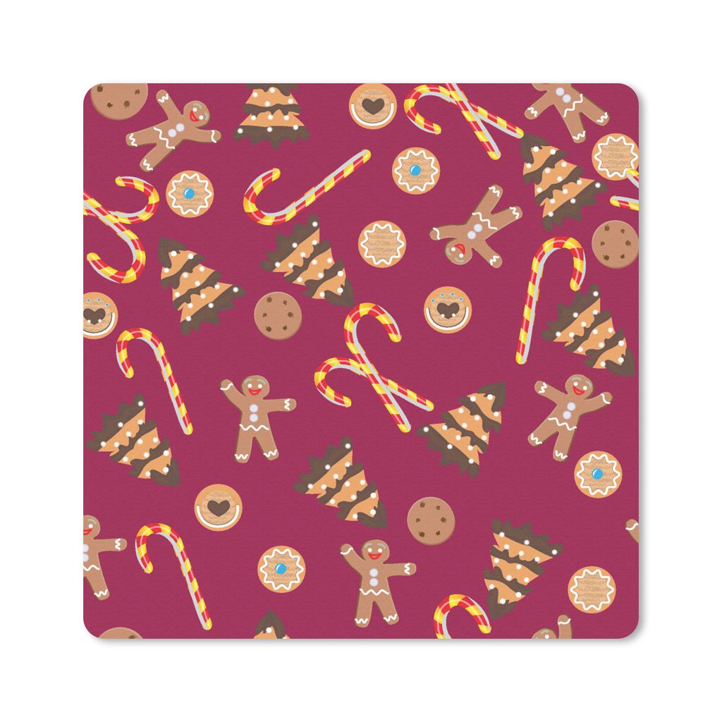 MuchoWow Mauspad Mousepad Weihnachten - Lebkuchen - Schnittmuster 20x20 cm - Mousepads - Maus Mat - Pad - Mausunterlage - Desk Mat - Bureauartikeln