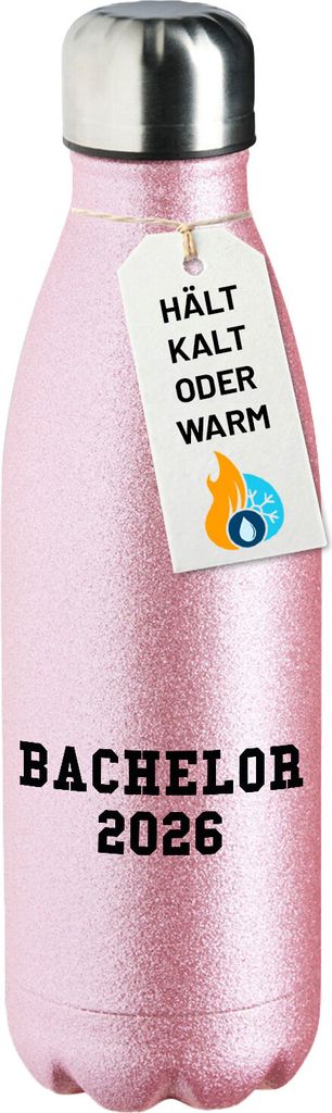 Huuraa Wasserflasche Bachelor 2026 Abschluss Geschenk 500ml Pink Flasche Bachelor 2026 Präsent