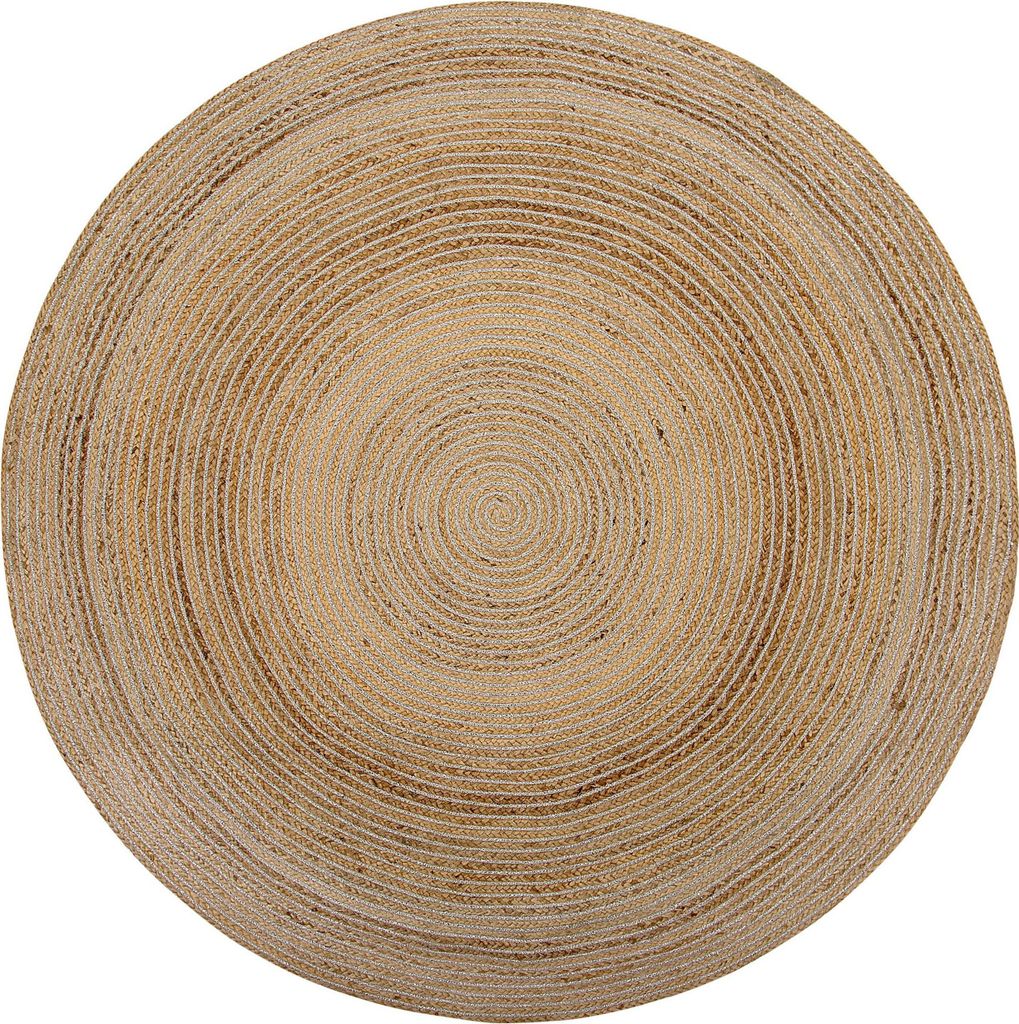 BELIANI Teppich Beige Jute ø 140 cm Kurzflor Boho Stil Maschinengewebt Rund
