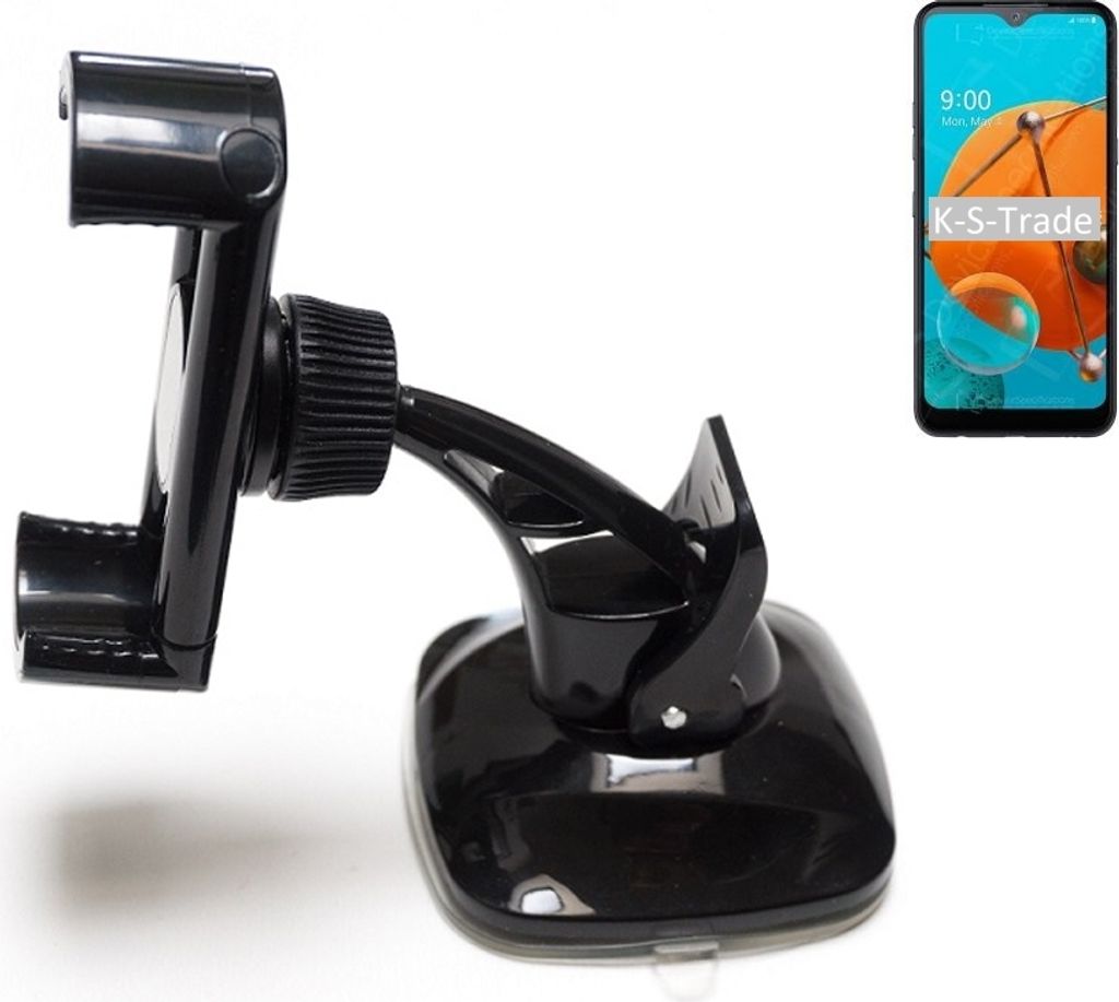 K-S-Trade kompakte Handy-Halterung Windschutzscheibe kompatibel mit LG Electronics K51 Armaturenbrett schwarz Autohalterung KFZ Halter
