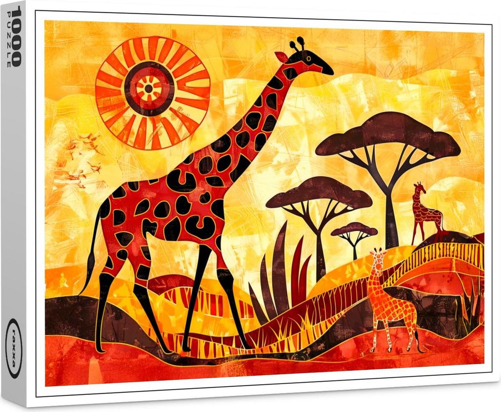 raxxa Premium-Puzzle "African giraffe with geometric tribal design", 1000 Teile