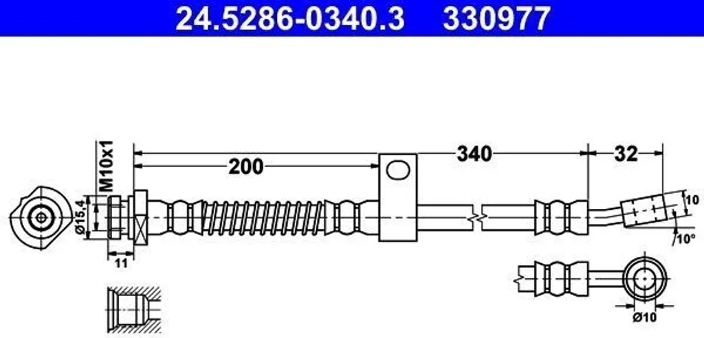 Flexible de frein renforcé ATE pour Hyundai Atos 58731 02000