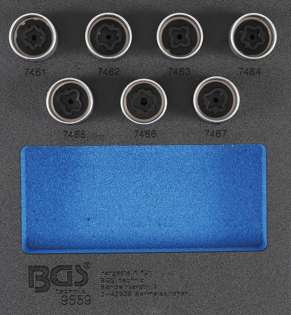 BGS 9559 Felgenschloss-Werkzeug-Satz für Opel, Vau xhall (Typ D), 7-tlg.