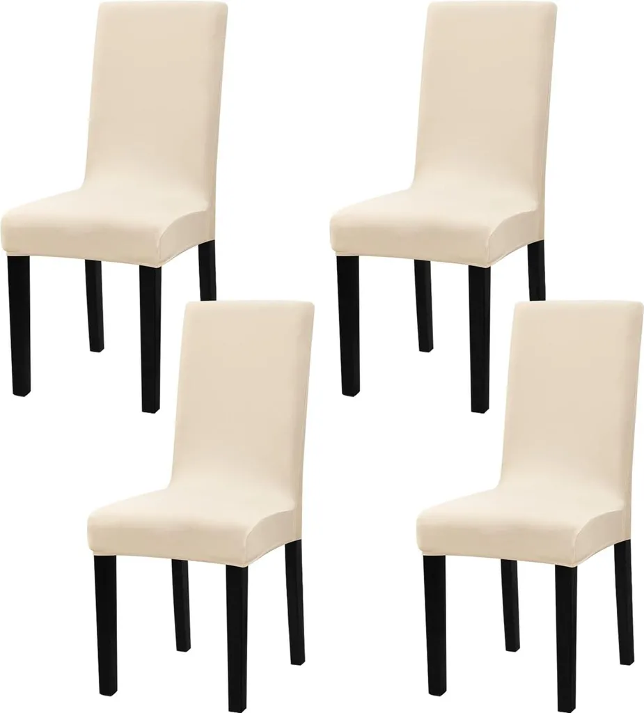 Housse de Chaise Amovible Beige pour Protéger des Taches et Animaux x4