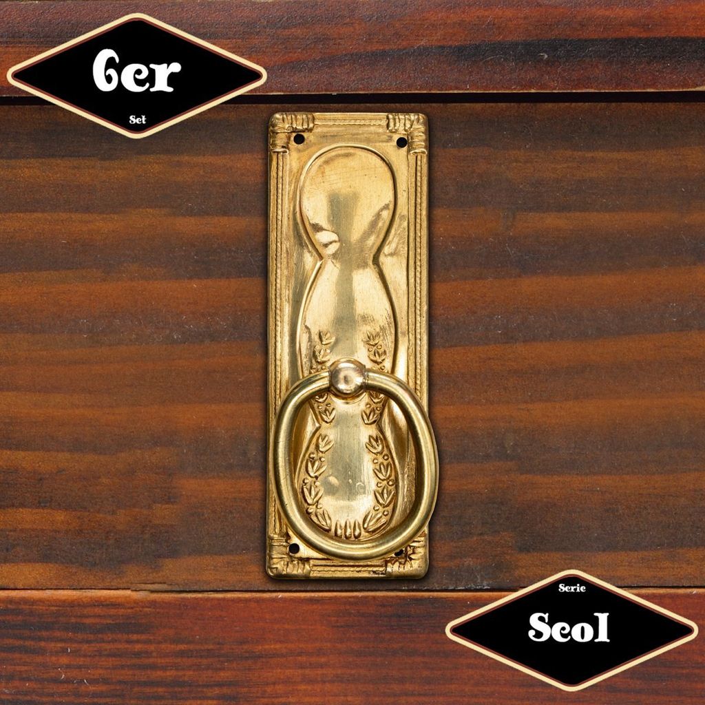 Schubladengriff,Serie "Seol",6er Pack | Eisen in Messing gl. | H9,6xB3,4cm