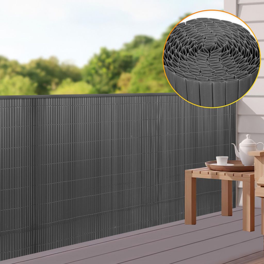 Clanmacy PVC Sichtschutzmatte Sichtschutzzaun Sichtschutz für Zaun Balkon,Sichtschutzzaun Windschutz Wasserdicht ohne Bohren,Grau 80x400cm