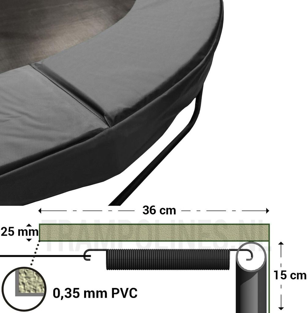 Trampolin Randabdeckung Magic Jump 360 - 366 cm Grau