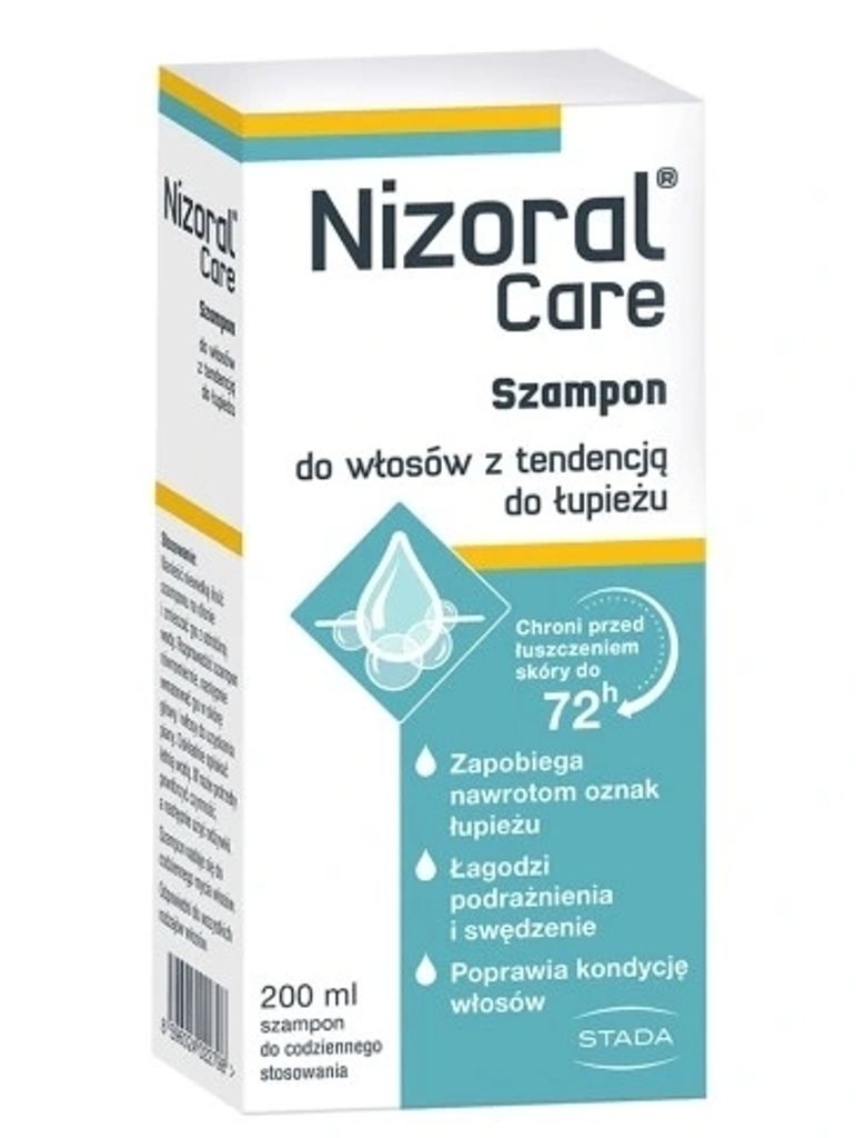 A product shot of a Nizoral Care shampoo box.
