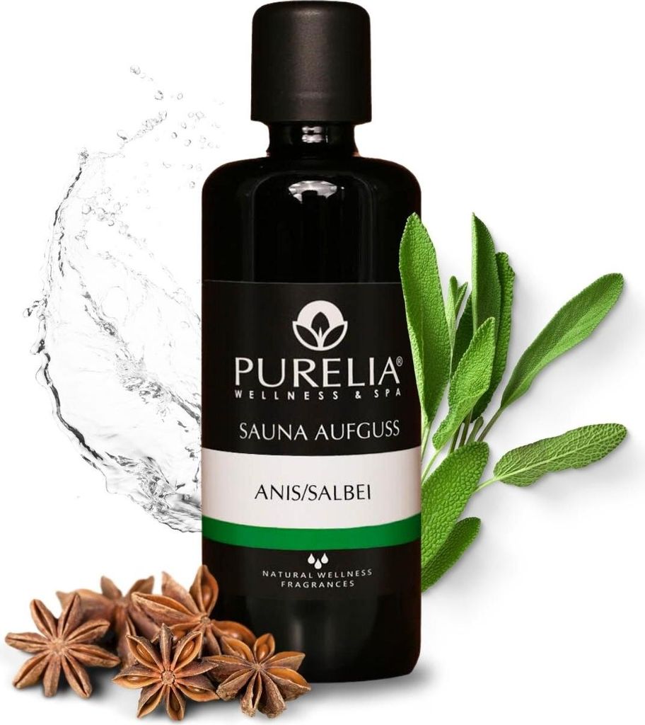 PURELIA Saunaaufguss Konzentrat Anis-Salbei 100 ml natürlicher Sauna-aufguss - reine ätherische Öle