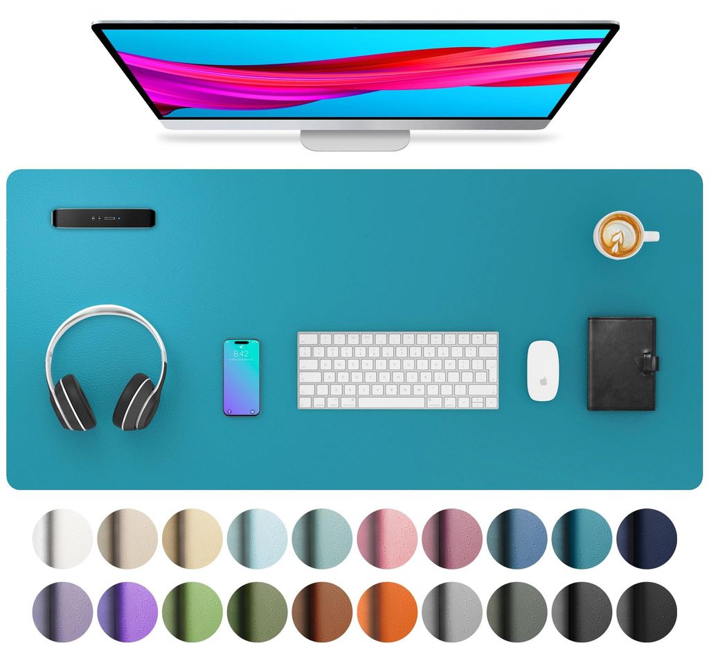 Schreibtischunterlage, Mauspad aus Leder und rutschfestem Wildleder, multifunktionales Schreibtisch-Mauspad, Schreibunterlage für Laptop, Tischsch...