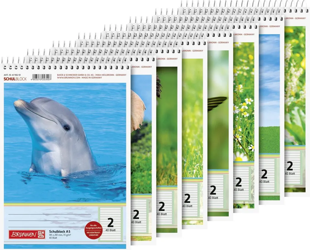 Cahier à Spirale A4 BRUNNEN Papier Haute Qualité 80g avec Micro-perforation