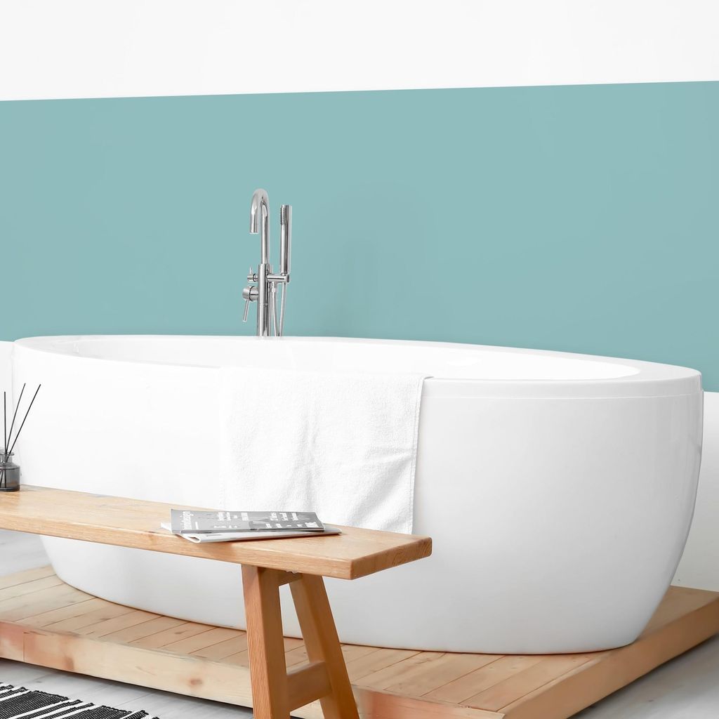 Wandverkleidung Bad mit Motiv selbstklebend - 0.35 mm Wandpaneel matt wasserfest Design türkis Unifarben Badrückwand fugenlos 300x100 cm