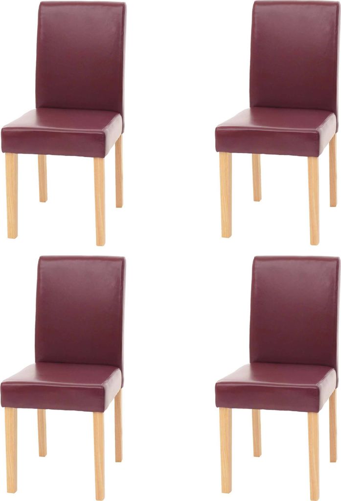 4er-Set Esszimmerstuhl Stuhl Küchenstuhl Littau MVG- Kunstleder, rot helle Beine