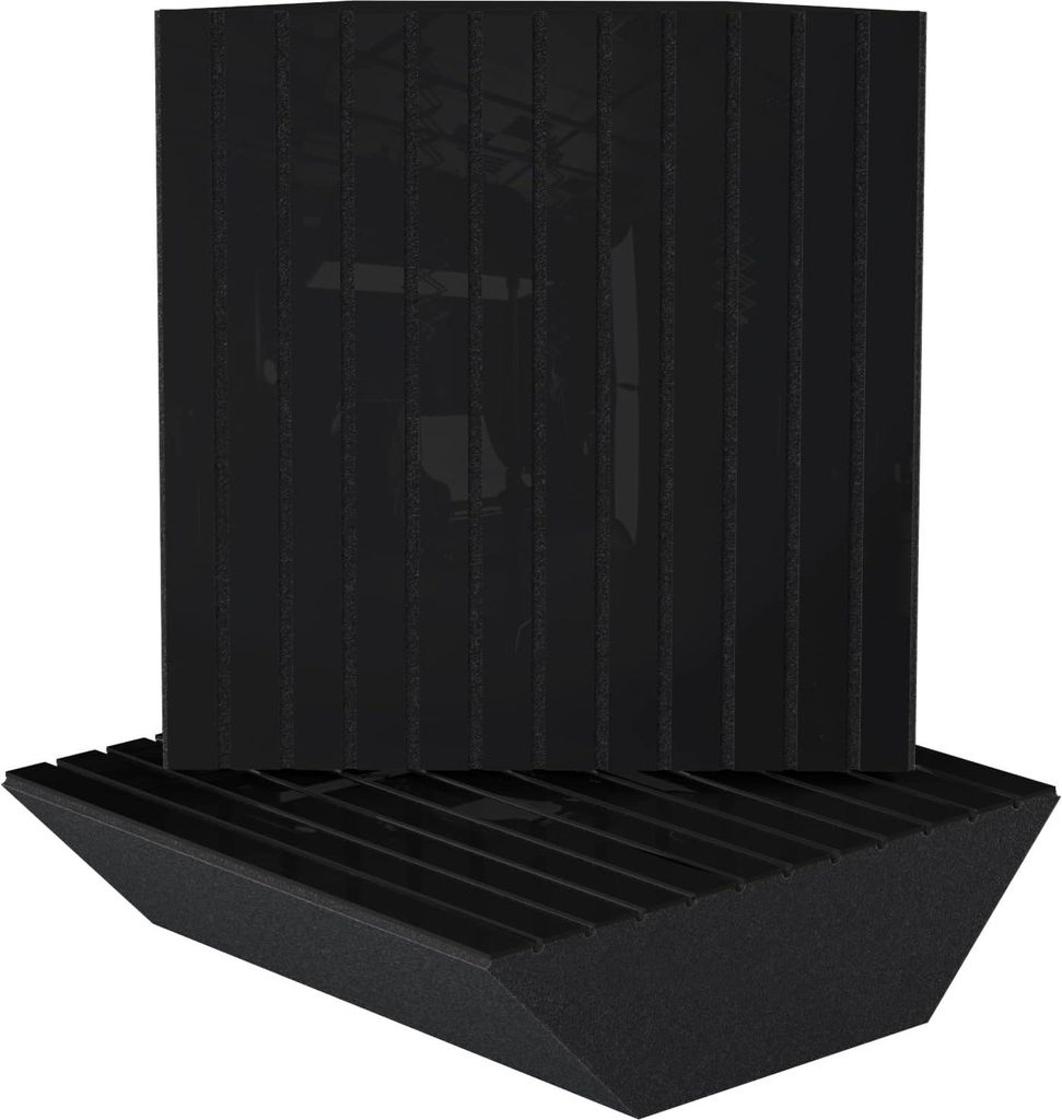2er-Pack – Akustik-Eck-Bassfalle|50x50cm |Niederfrequenz-Absorption für Studios und Theater|Diffusion | [SLATO-150mm | Schwarz glänzender Kunst...